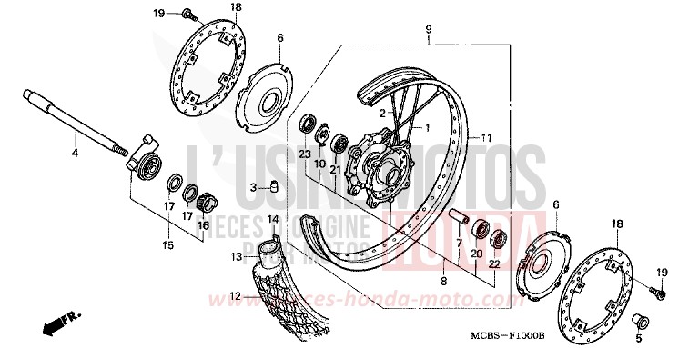 FRONT WHEEL for Transalp 650 MYSTIC ORANGE METALLIC (YR253) from 2005